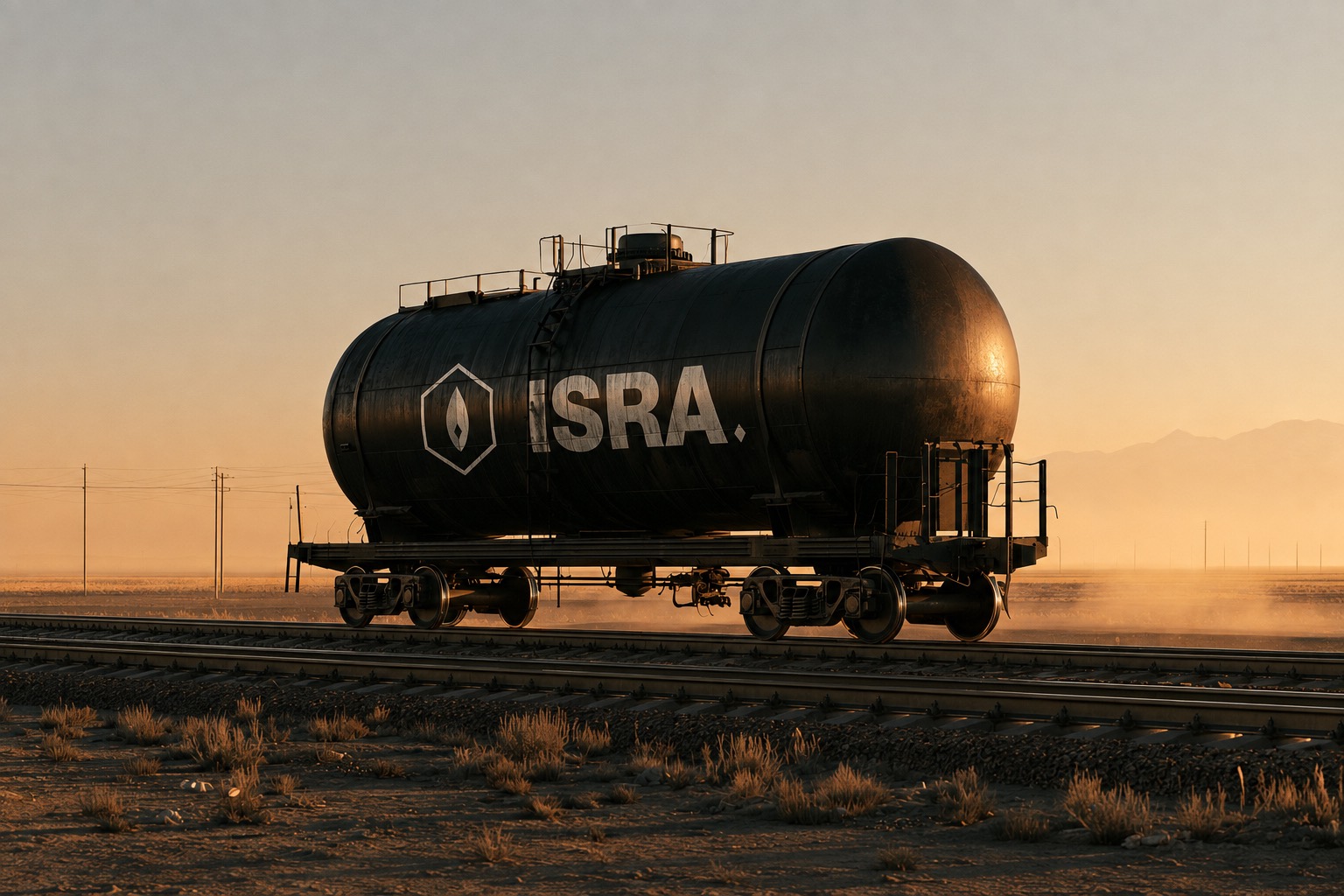 Rail tank car crossing the Central Asian steppe